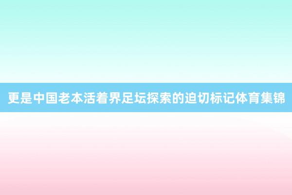 更是中国老本活着界足坛探索的迫切标记体育集锦