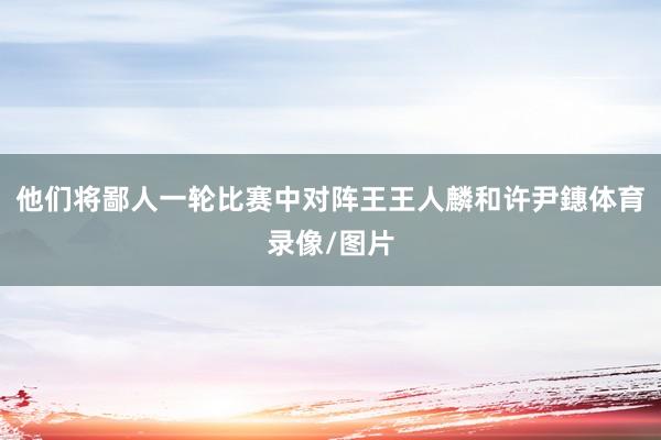 他们将鄙人一轮比赛中对阵王王人麟和许尹鏸体育录像/图片